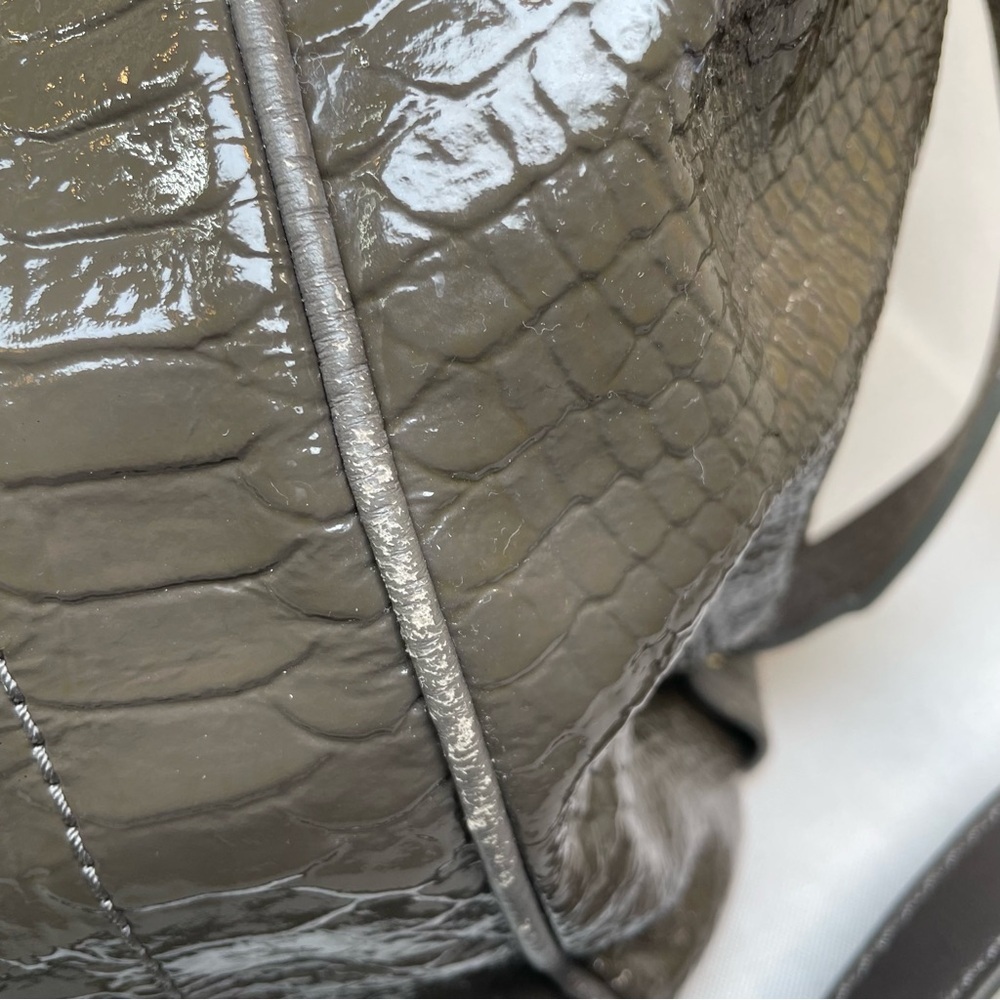 Marc by Marc Jacobs Gray Green Patent Leather Snakeskin Hobo Shoulder Tote Bag - Picture 6 of 16